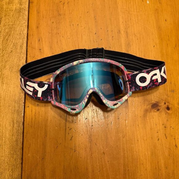 Oakley MotoCross MX Goggles O Frame Factory Splatter/ Violet Iridium - Picture 2 of 5